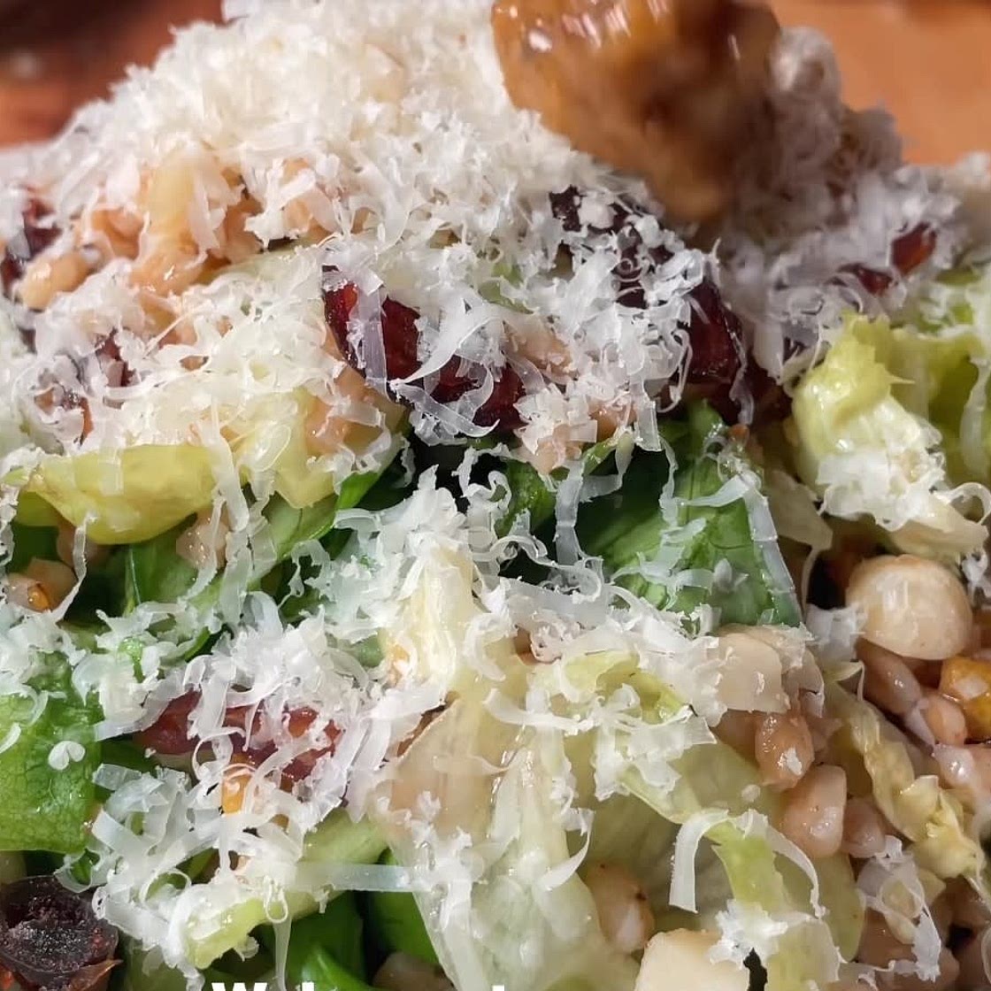 Caramelised lemon vinegtette and farro salad