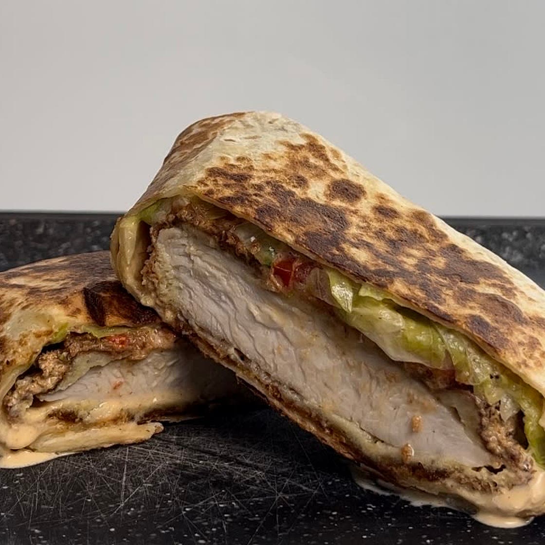 Spicy chickenburger wrap