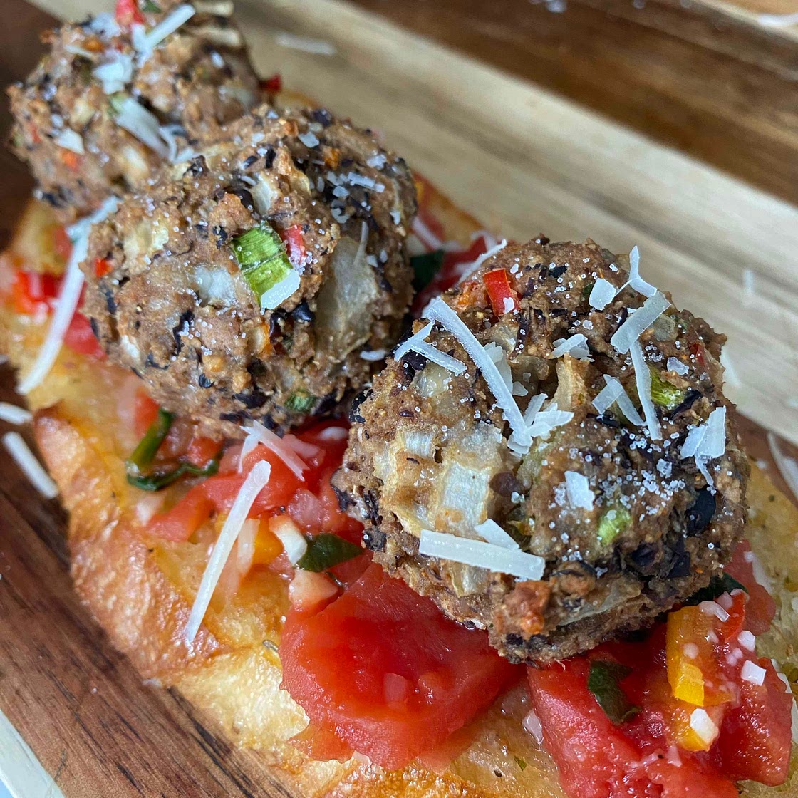 WIC Approved Meatless Meatball Crostini