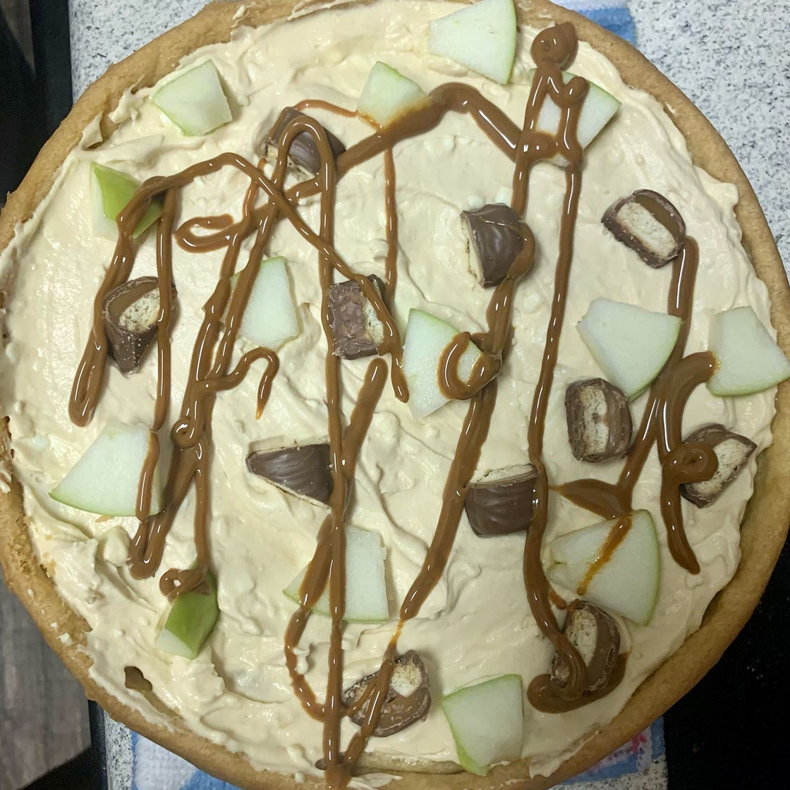 Caramel Apple Dessert Cookie Pizza
