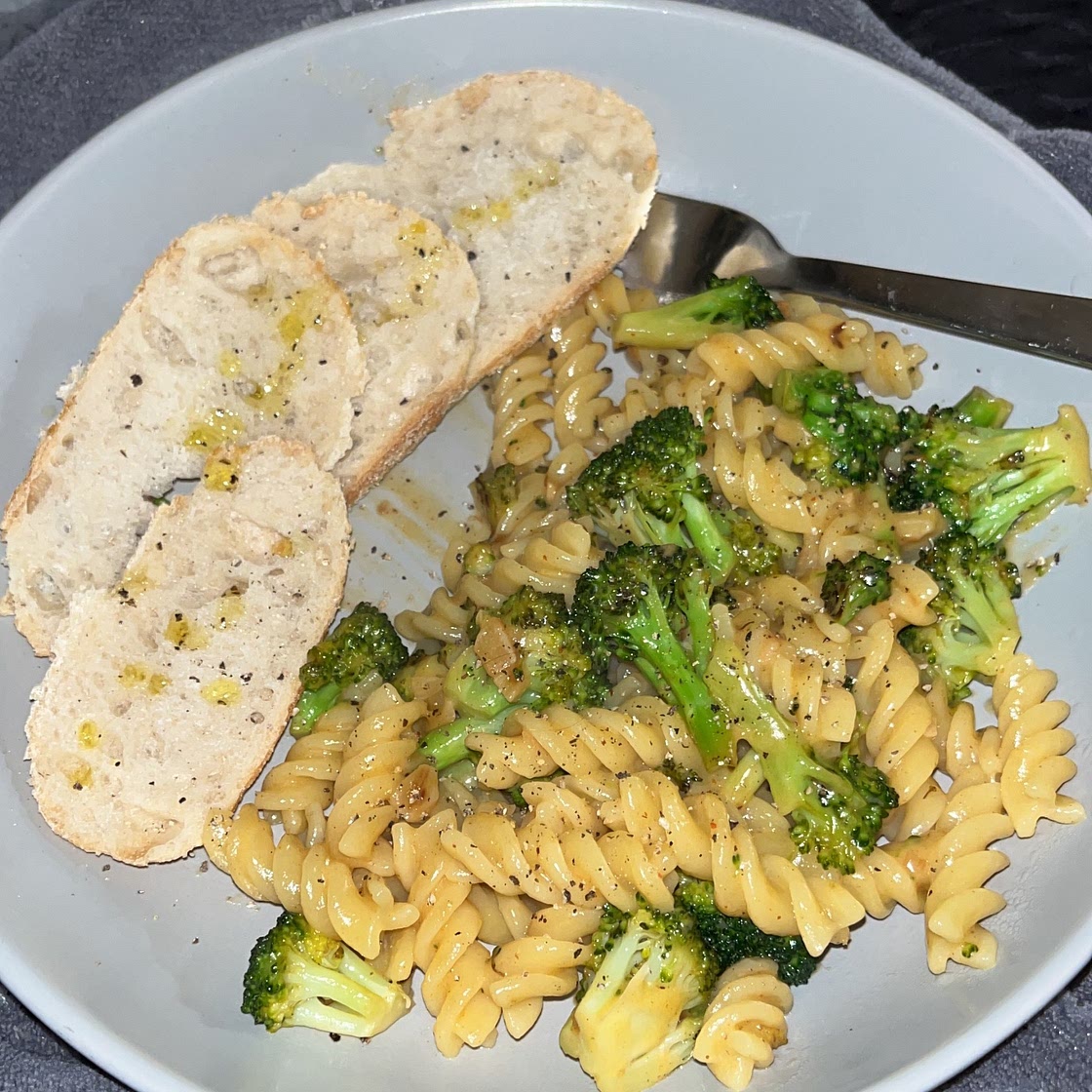 Broccoli and Garlic Pasta with Parmesan, Red Pepper Flakes + Lemon