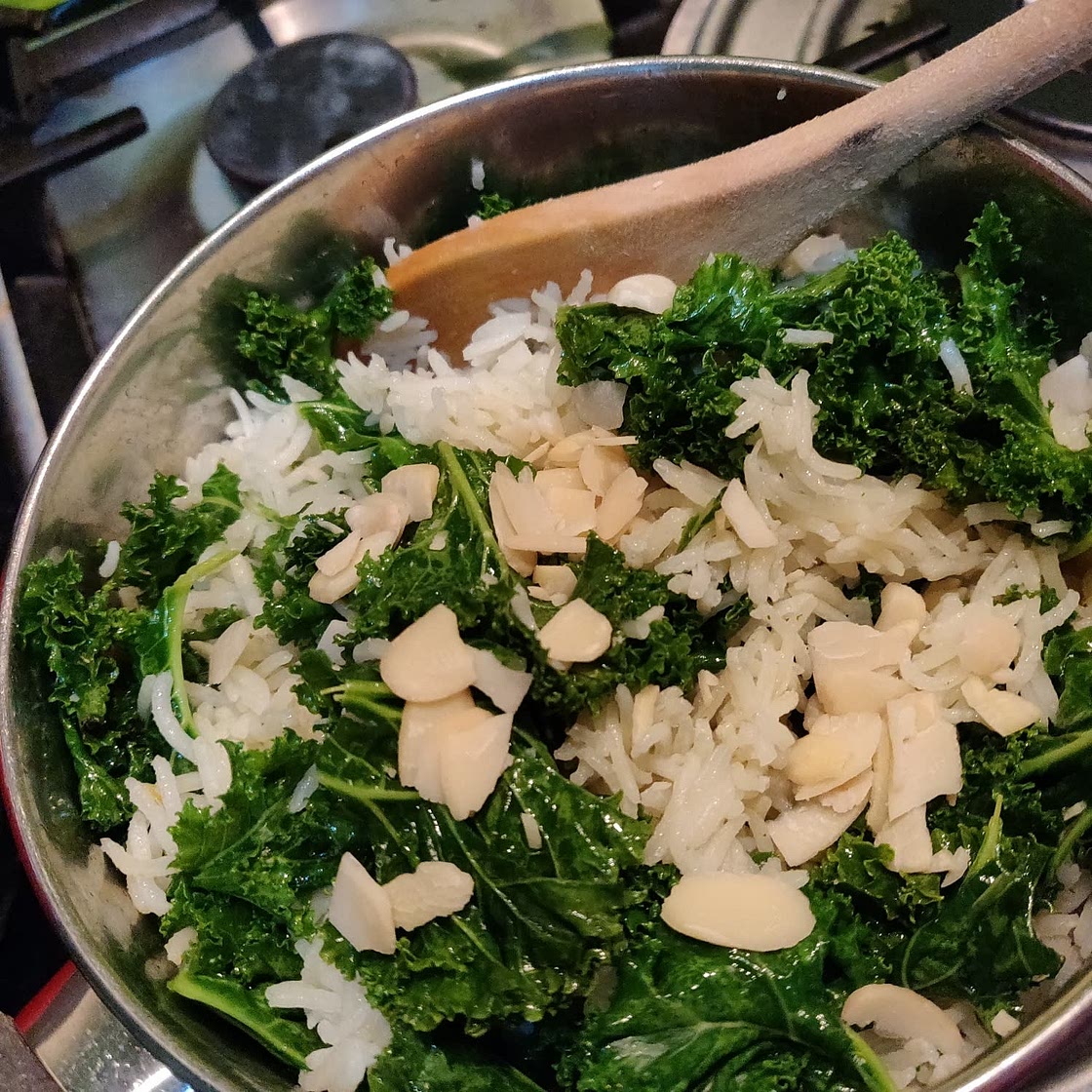 Garlic Butter Rice with Kale