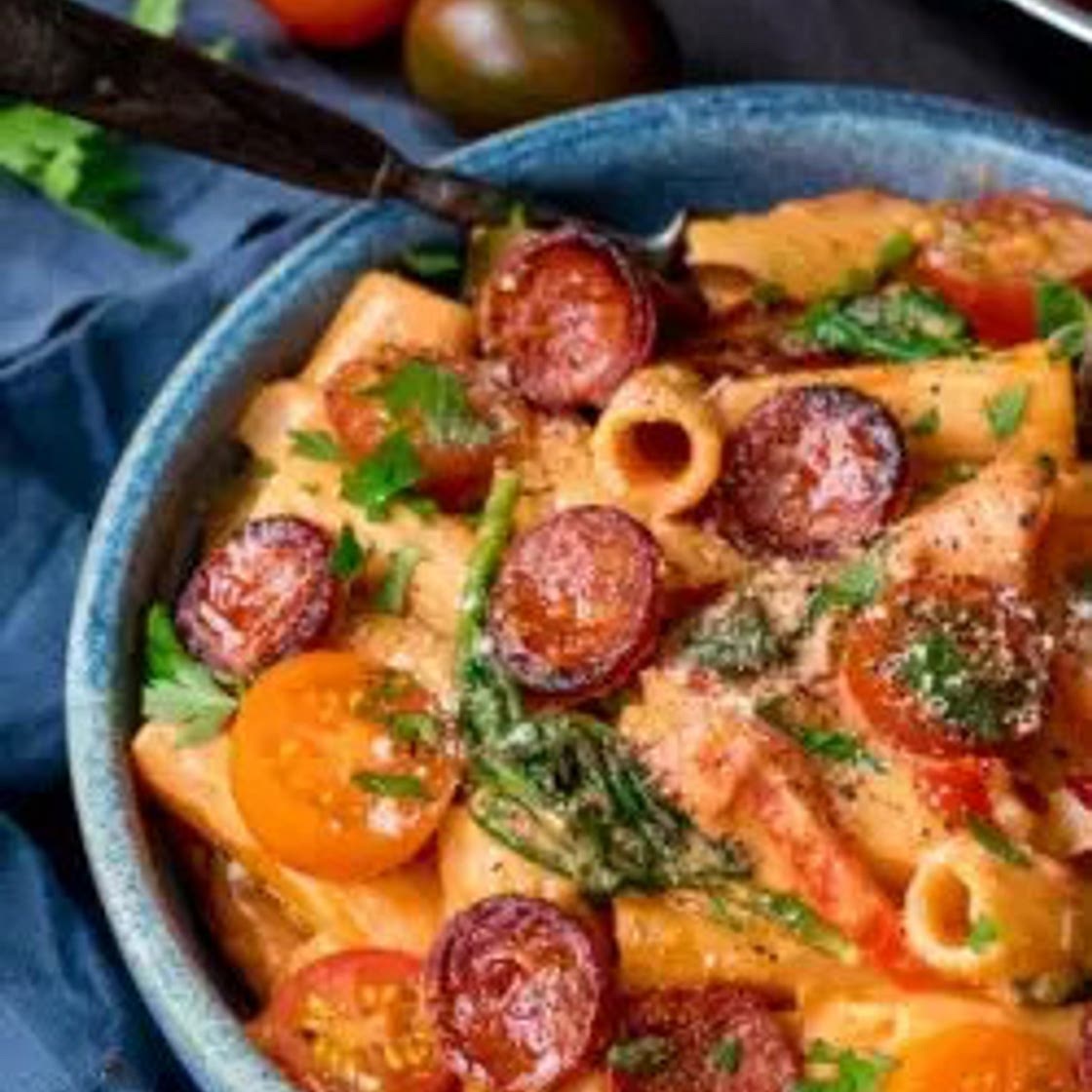 Creamy Chicken and Chorizo Rigatoni