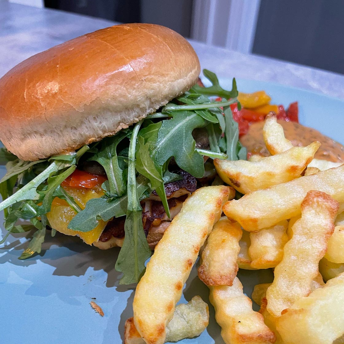 Miso mushroom & halloumi burgers