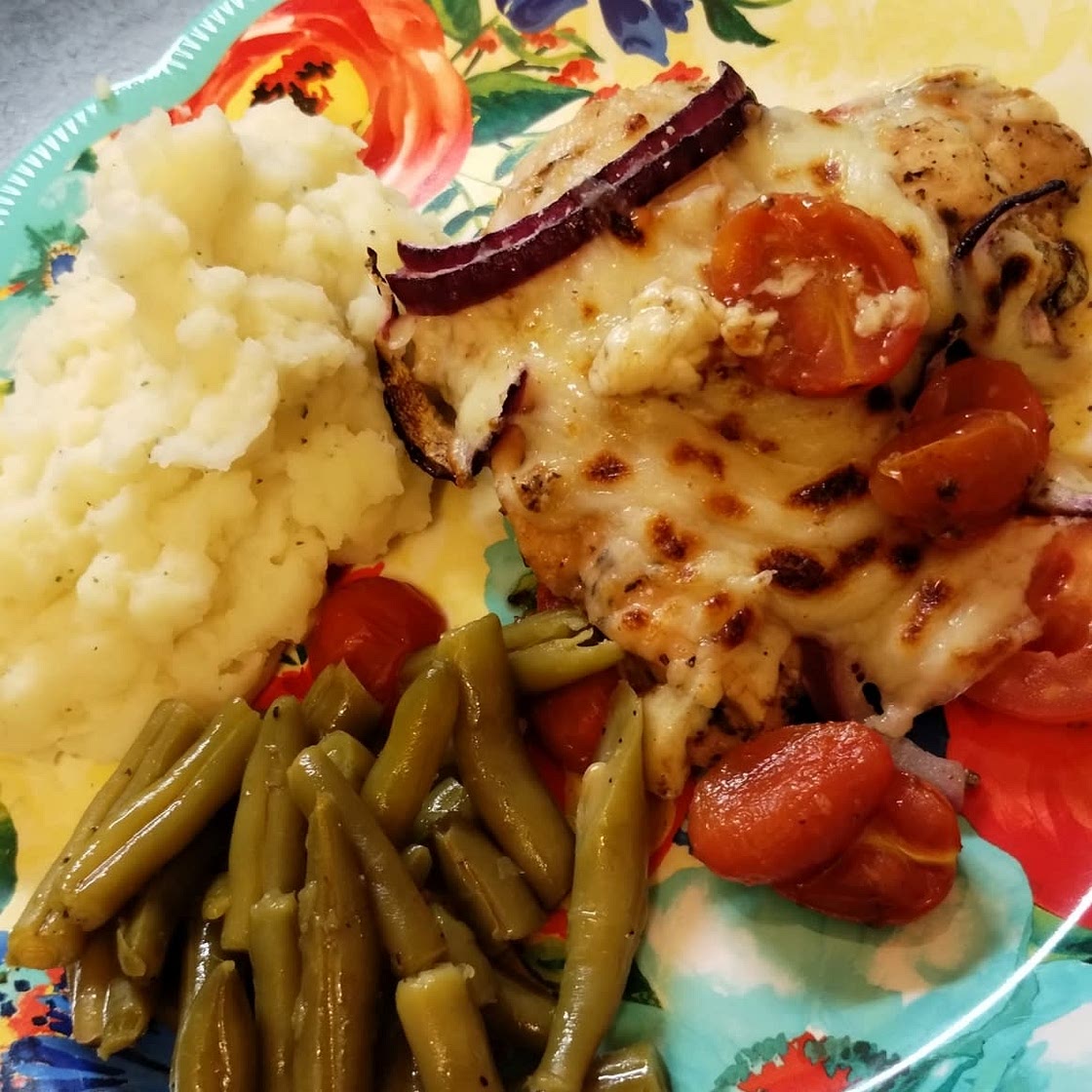 Balsamic Baked Chicken Breast With Balsamic Tomato Sauce and Mozzarella Cheese