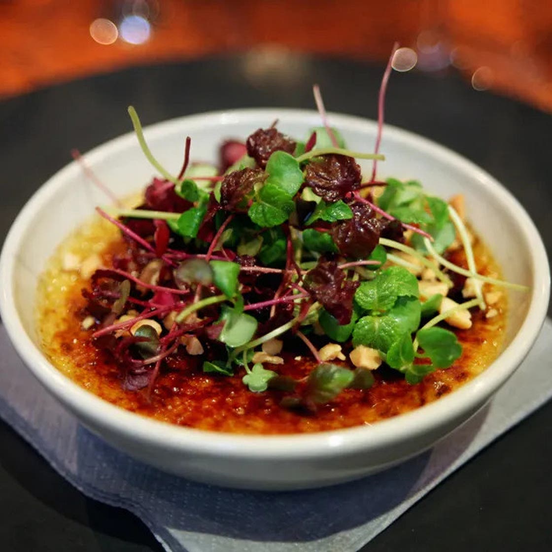 Crème brûlée de foie gras aux cacahuètes
