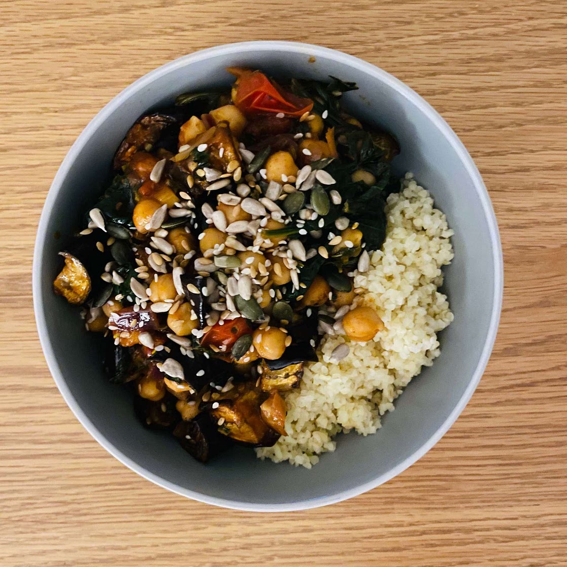 Roasted Aubergine, Harissa & Chickpea Stew