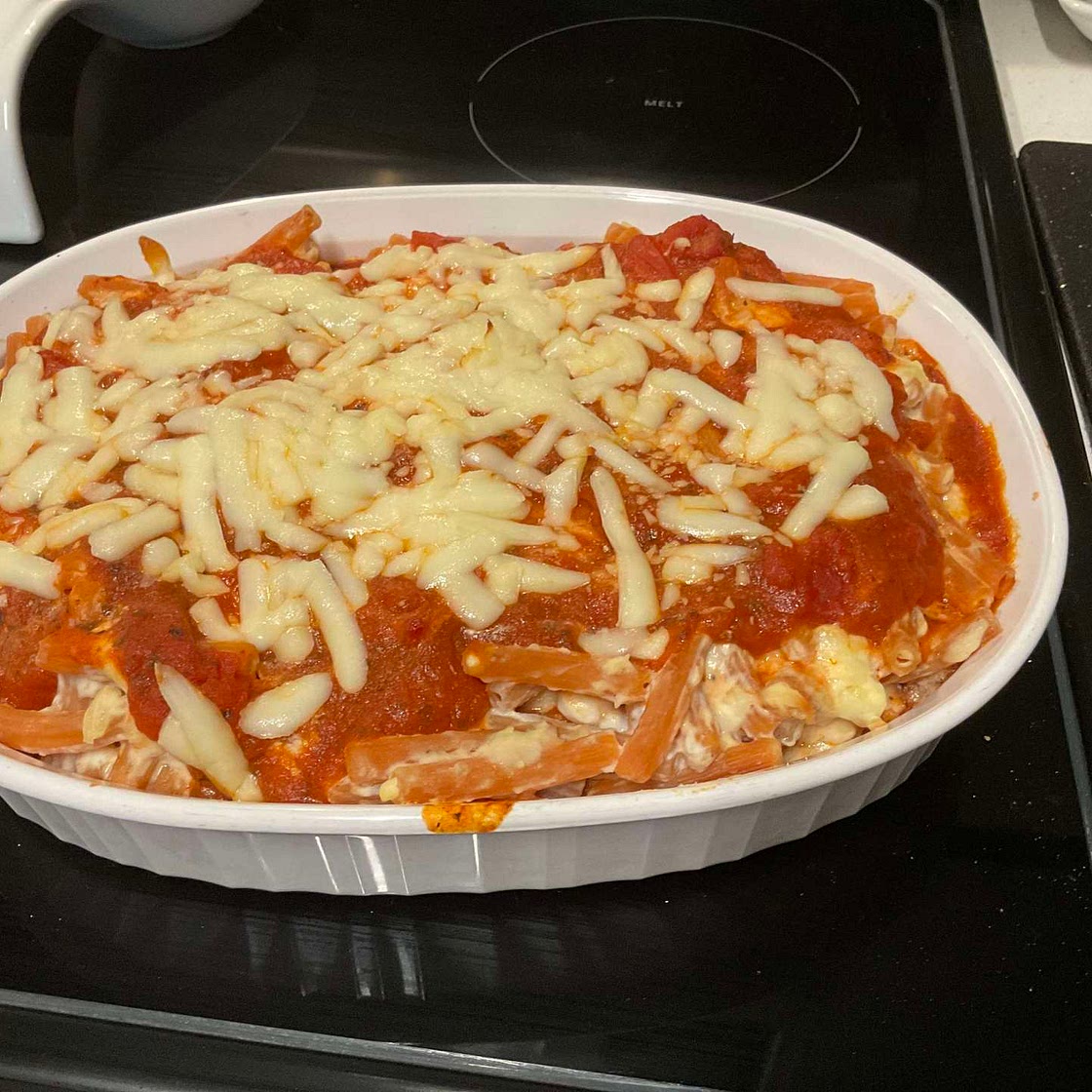 Baked Ziti with Red Lentil Pasta