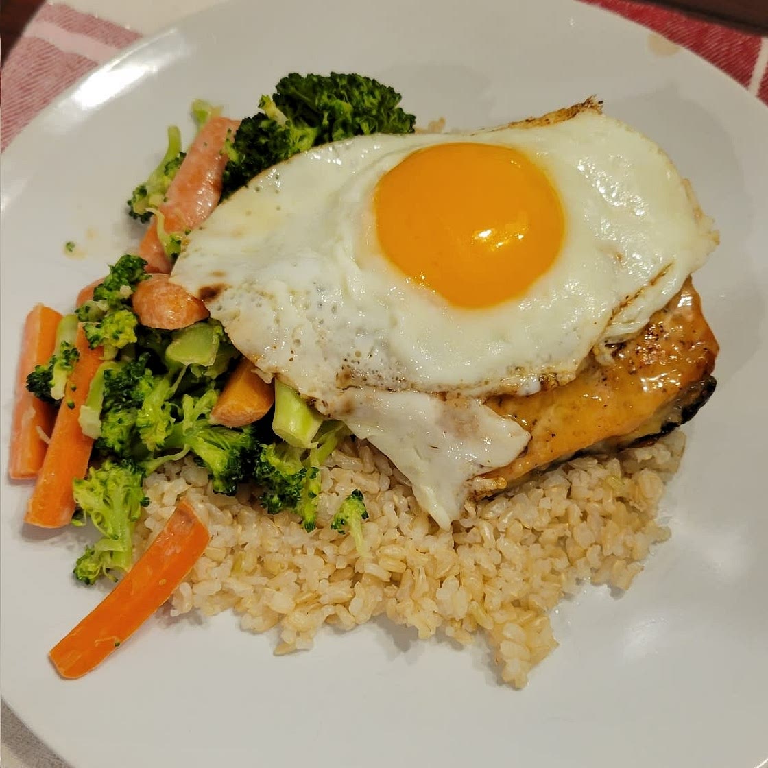 Salmon, Broccoli, and Egg Rice Bowl