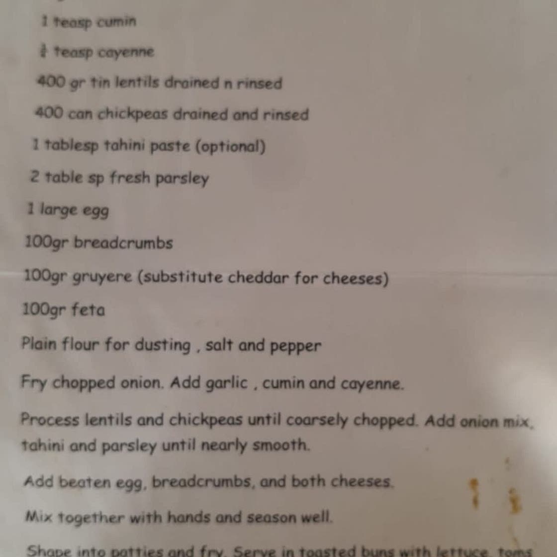 Greek Lentil burgers and tomato sauce