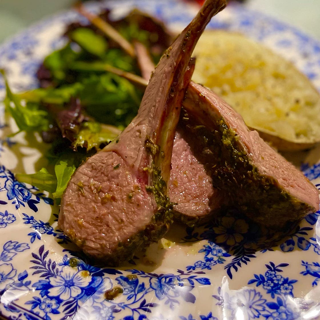 Roast Rack of Lamb with Garlic and Herbs