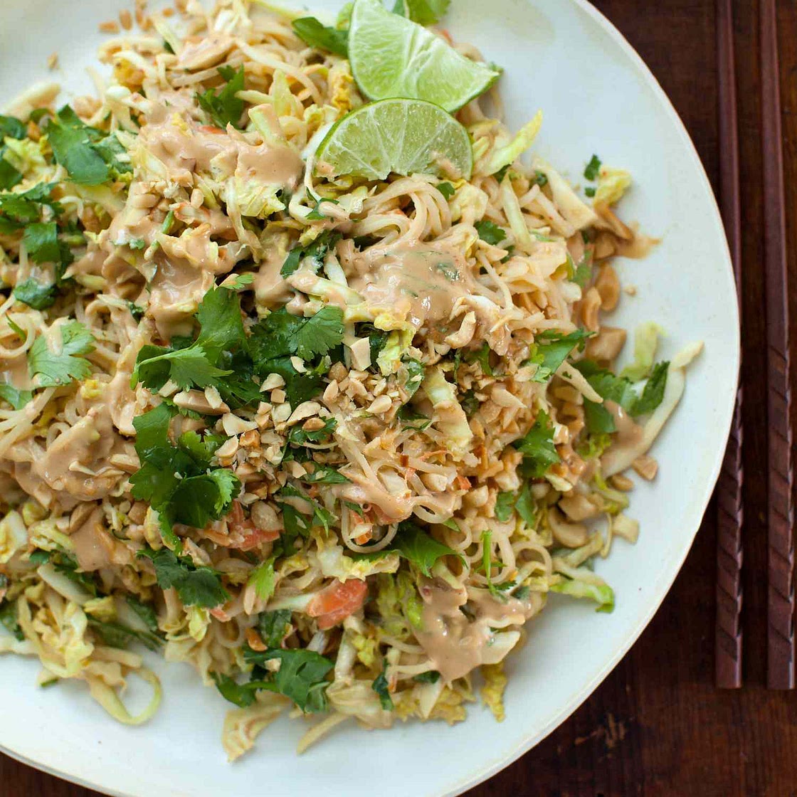 Chilled Rice Noodle and Cabbage Salad with Spicy Peanut Dressing