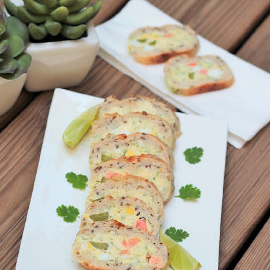 Baguette fourrée au saint moret et au saumon