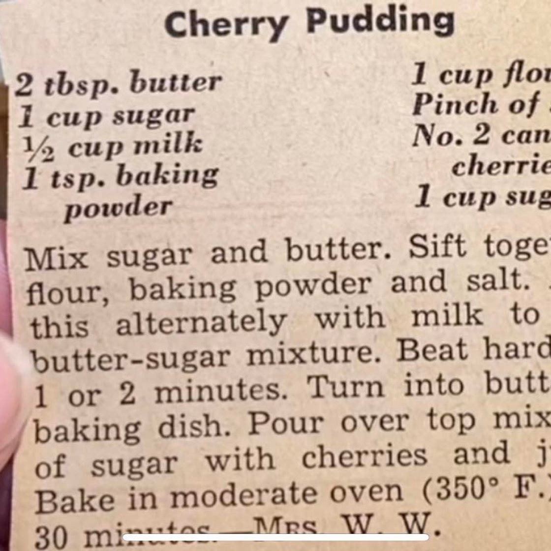 Cherry Pudding from the 1940s
