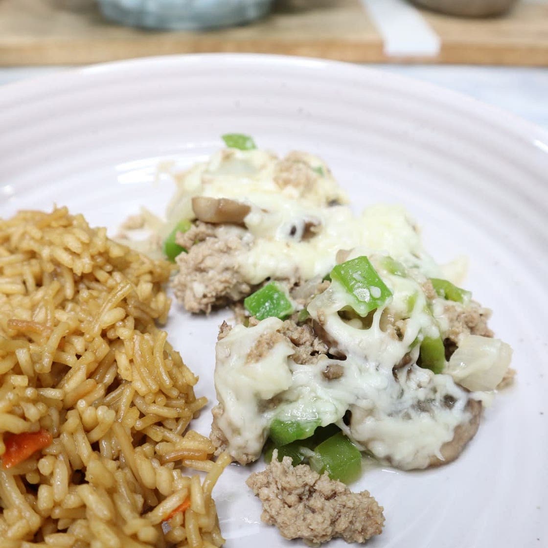 High Protein Low Carb Philly Cheesesteak Skillet