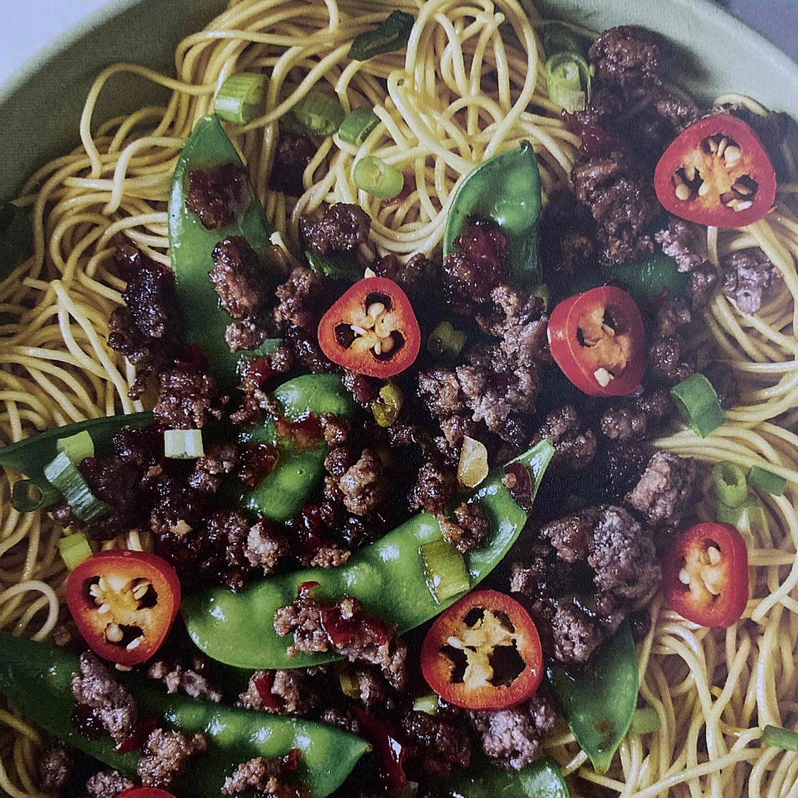 Sticky Ginger Beef with Sesame Noodles