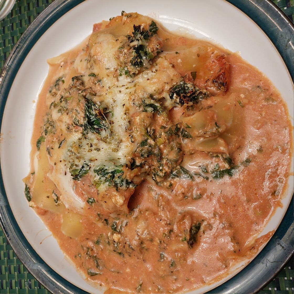 Spinach, ricotta and Parma ham lasagne