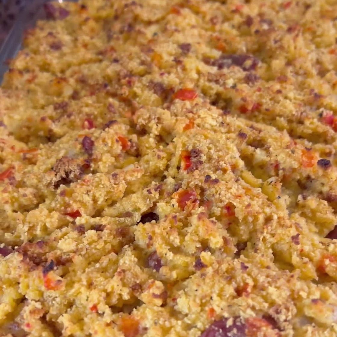 Cornbread Dressing with Crawfish and Andouille