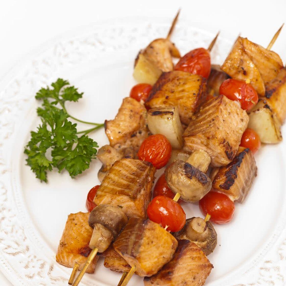 Salmon and Mushroom Skewers - VShred