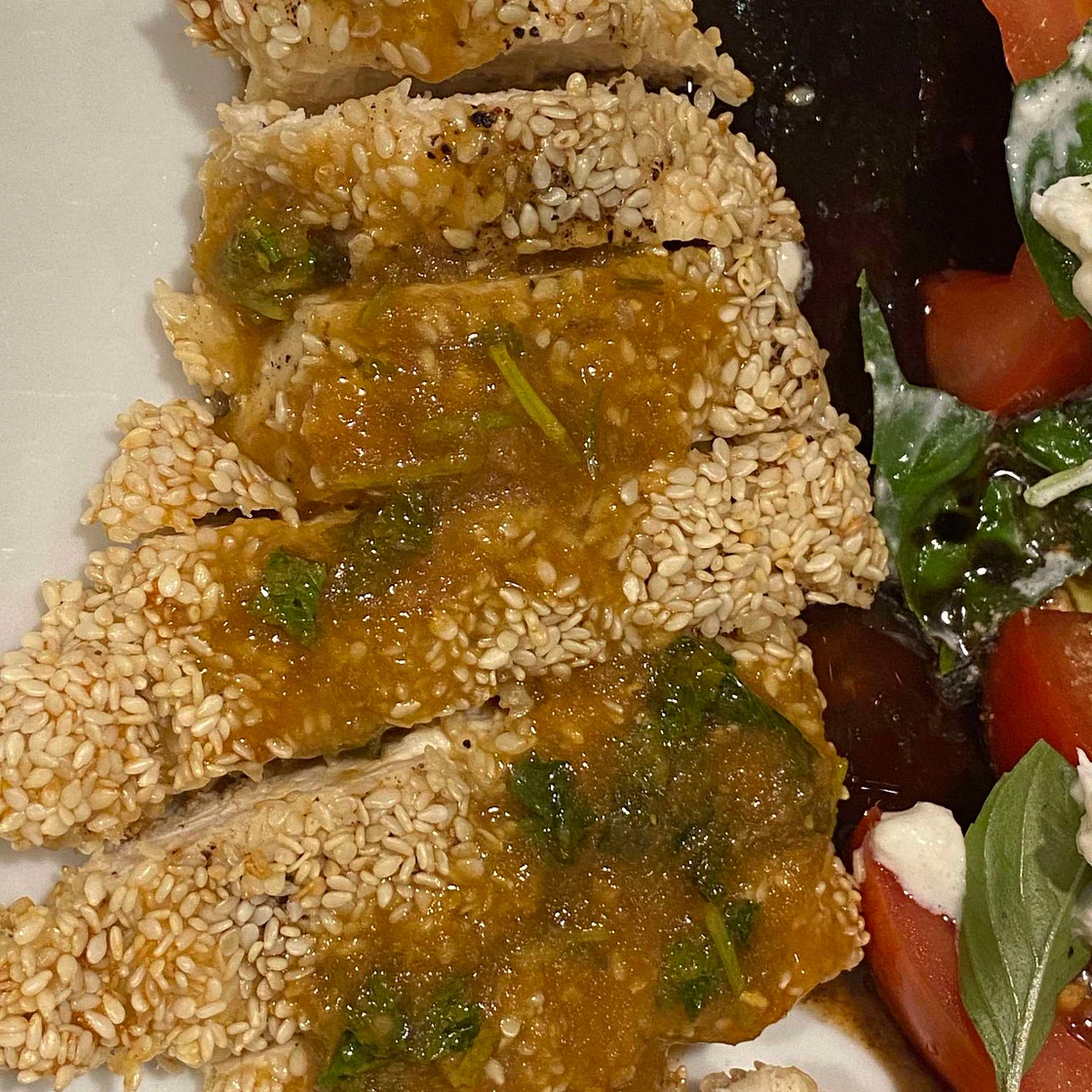 Chicken with sesame seed crust