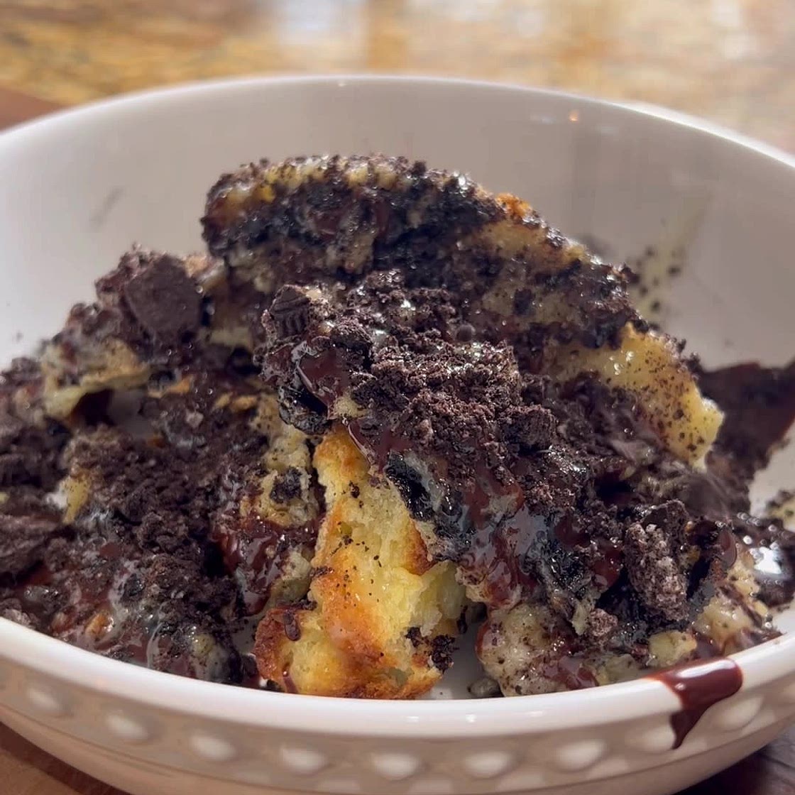 Cookies and Cream Bread Pudding