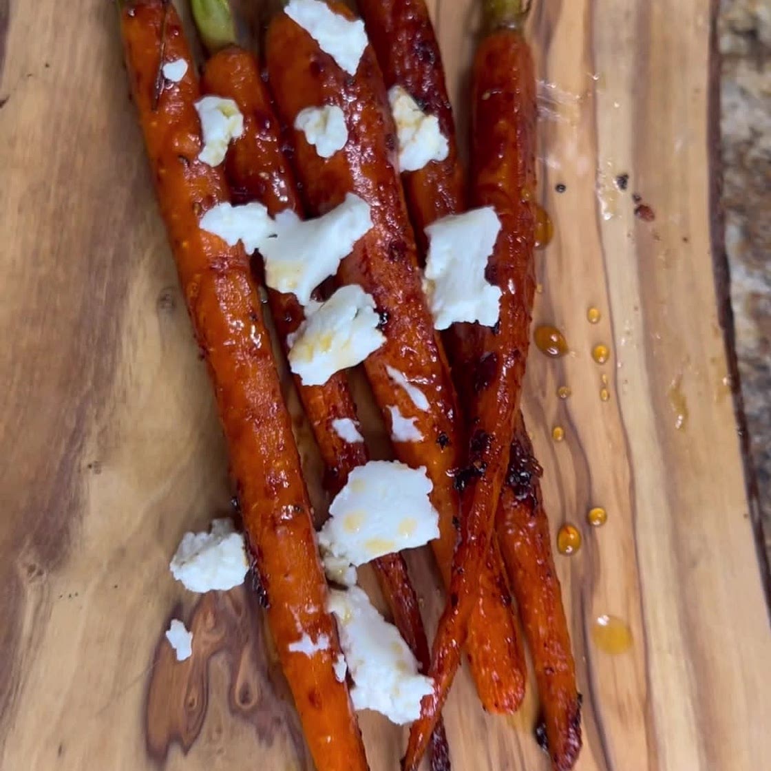 Roasted Carrots with Hot Honey and Goat Cheese