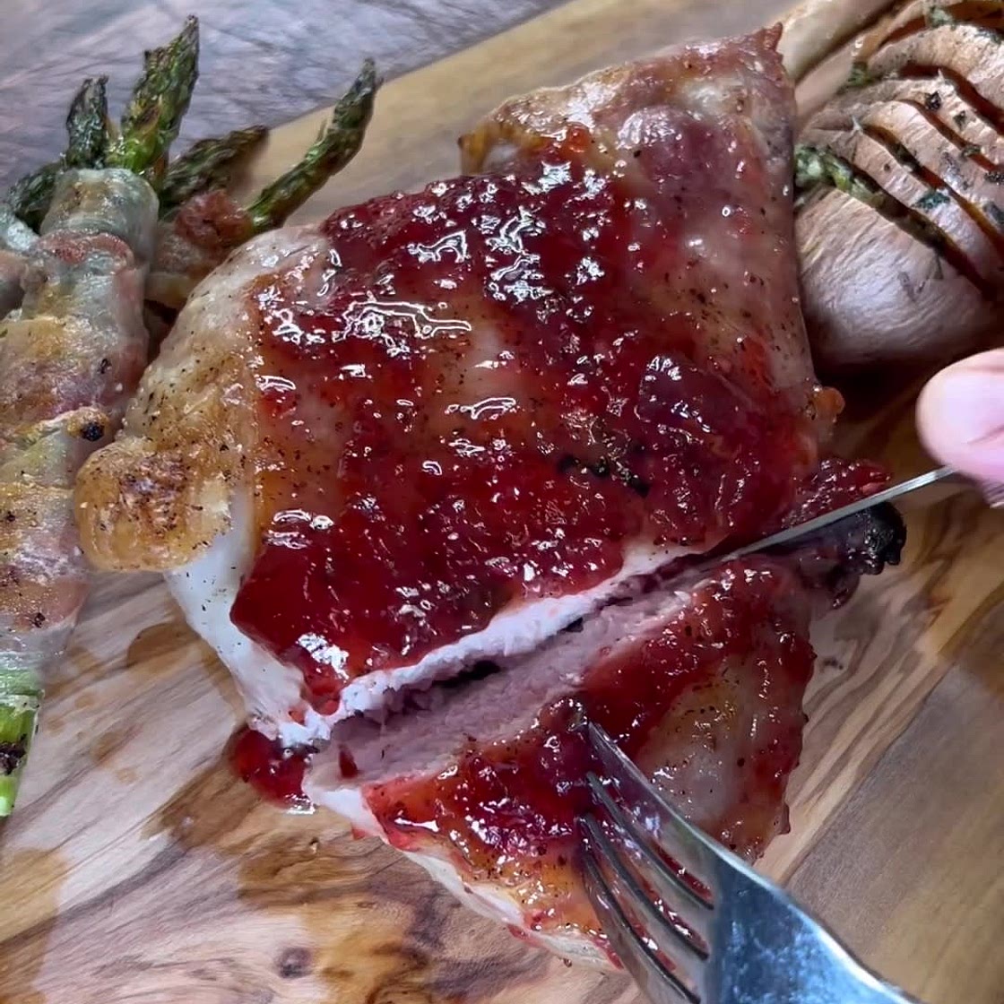 Goat Cheese Stuffed Pork Chop