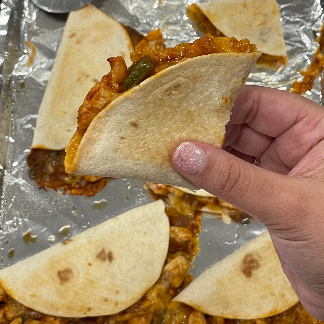 Sheet pan chicken quesadillas 