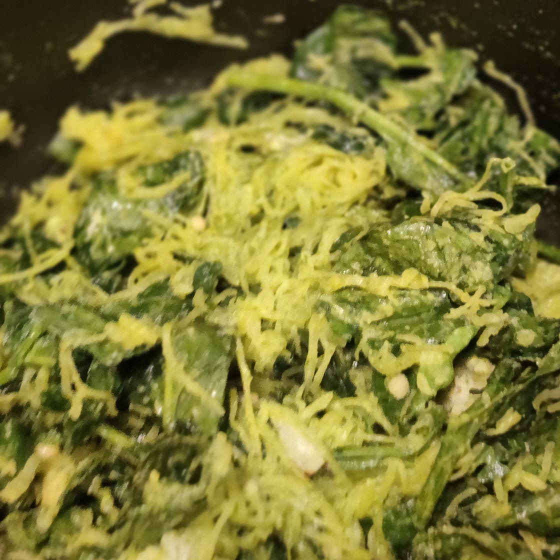 SPAGHETTI SQUASH WITH HEMP SEED PESTO