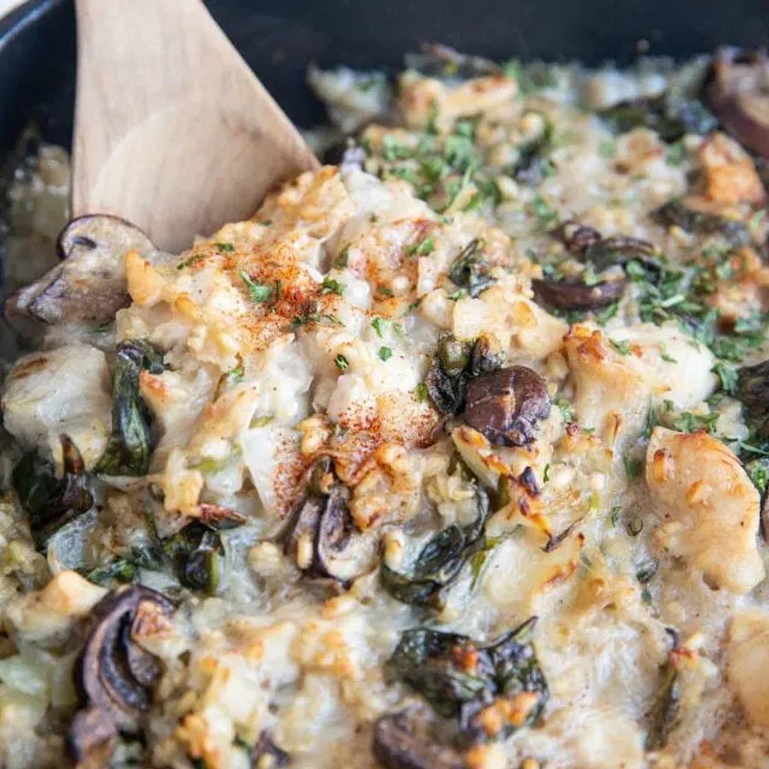 Creamy Chicken Mushroom Brown Rice Casserole