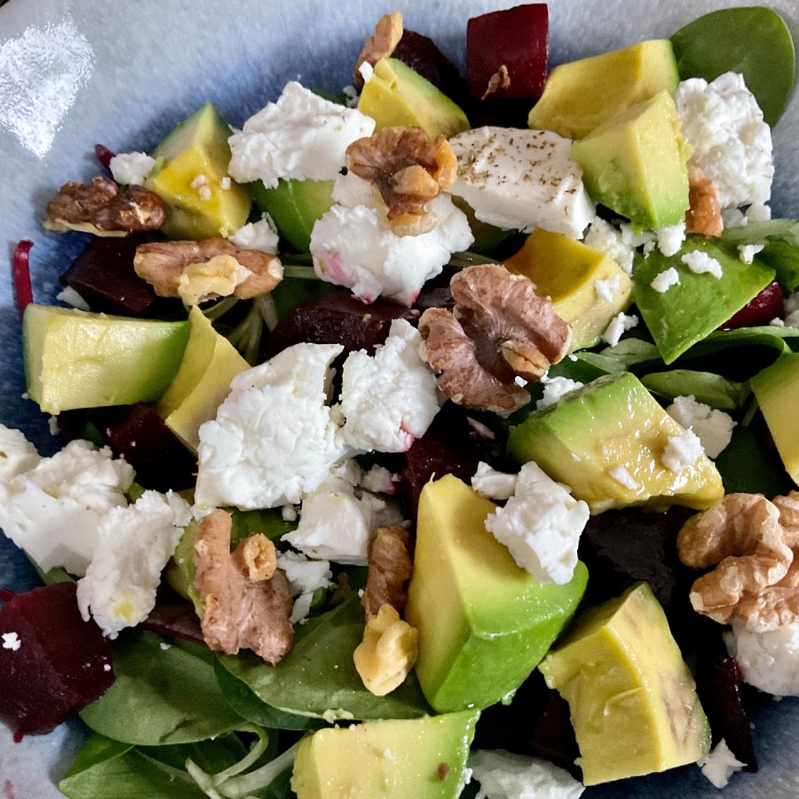 Feta, Beetroot, Watercress and Avocado Salad with a Balsamic Dressing