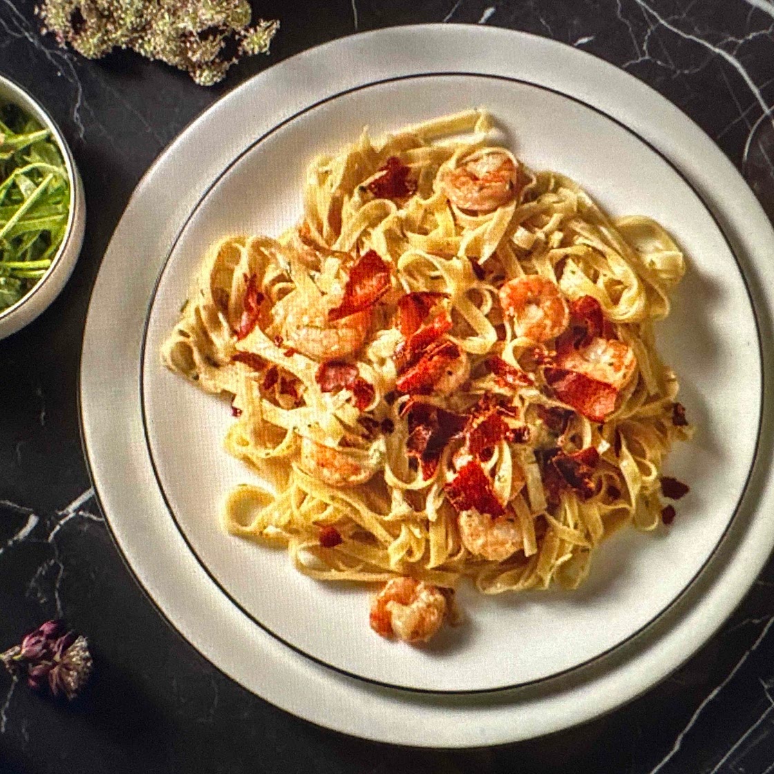 Creamy king prawn and chive tagliatelle