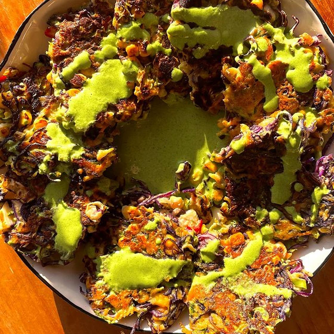 Rainbow veggie fritters (ZOE)