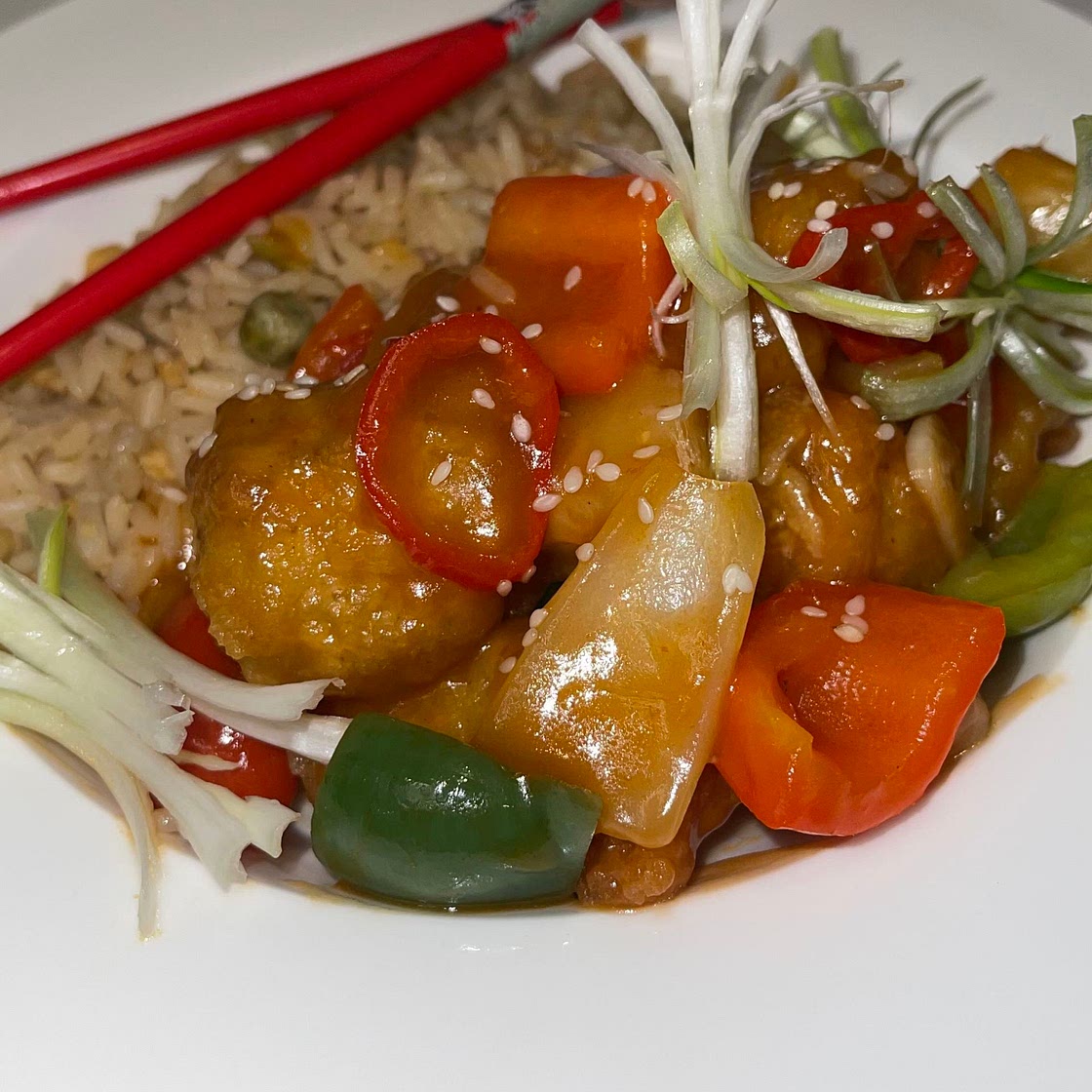 Spicy Sweet and Sour Chicken Bowl 