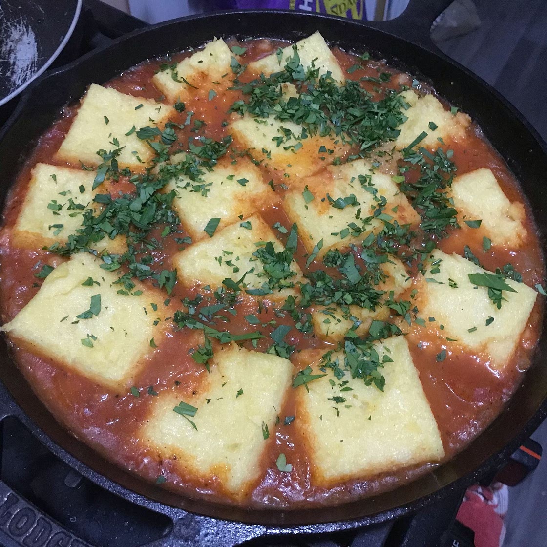 Skillet Polenta in Creamy Tomato Sauce