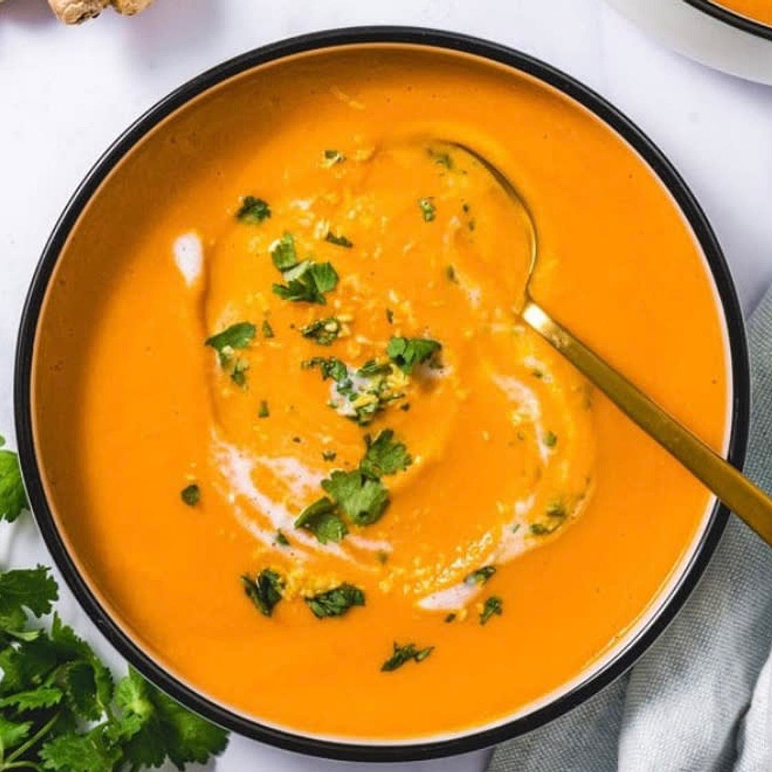 Creamy Thai Carrot Soup with Basil
