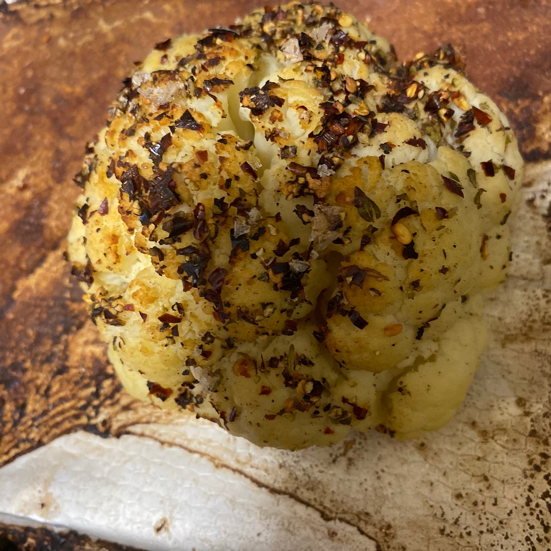 Whole baked cauliflower