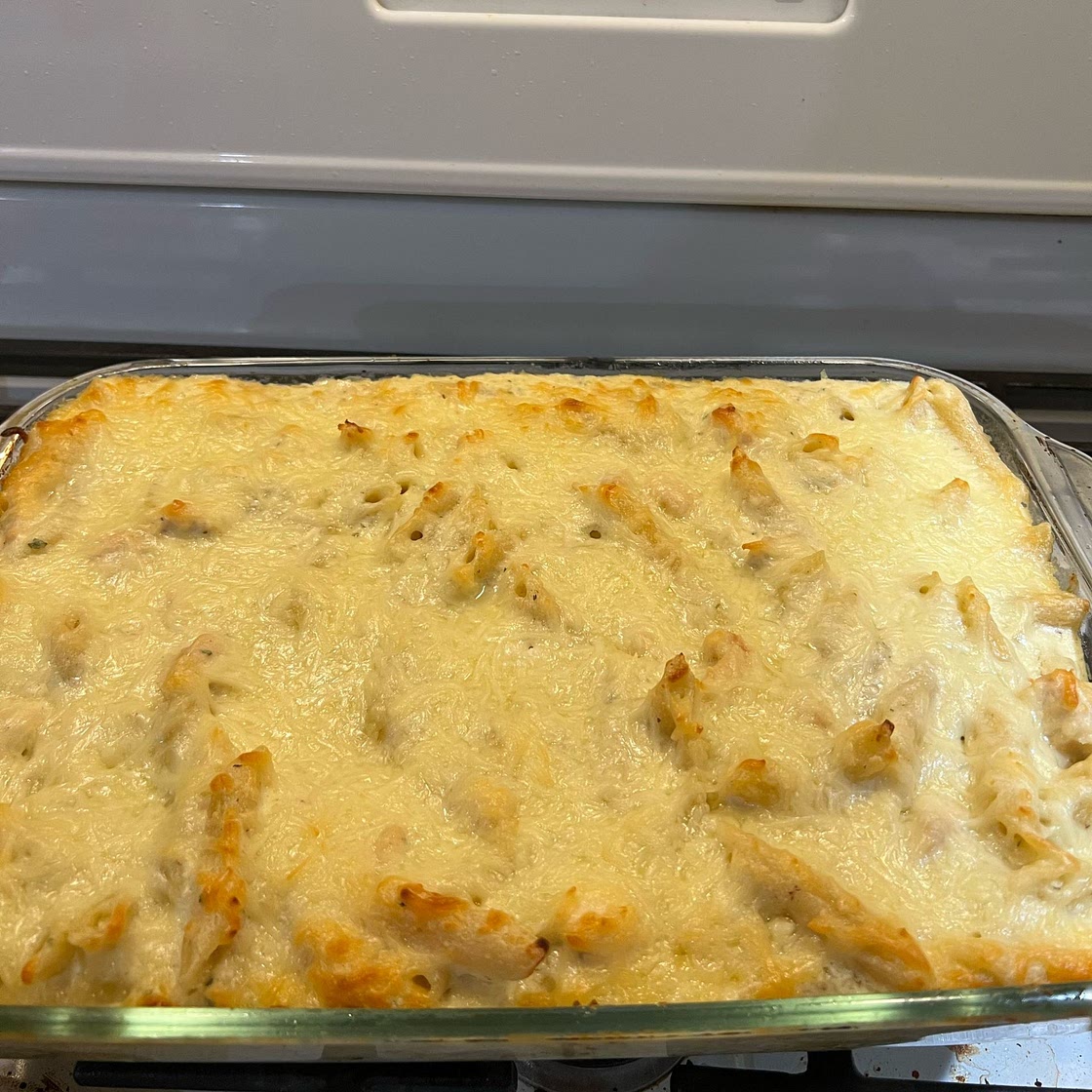 Three Cheese Chicken Alfredo Bake