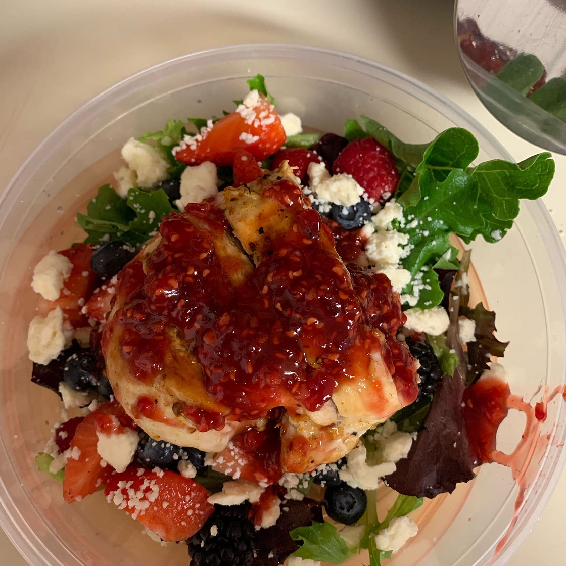 Grilled Berry Feta Chicken Salad with a Sweet Chipotle Dressing