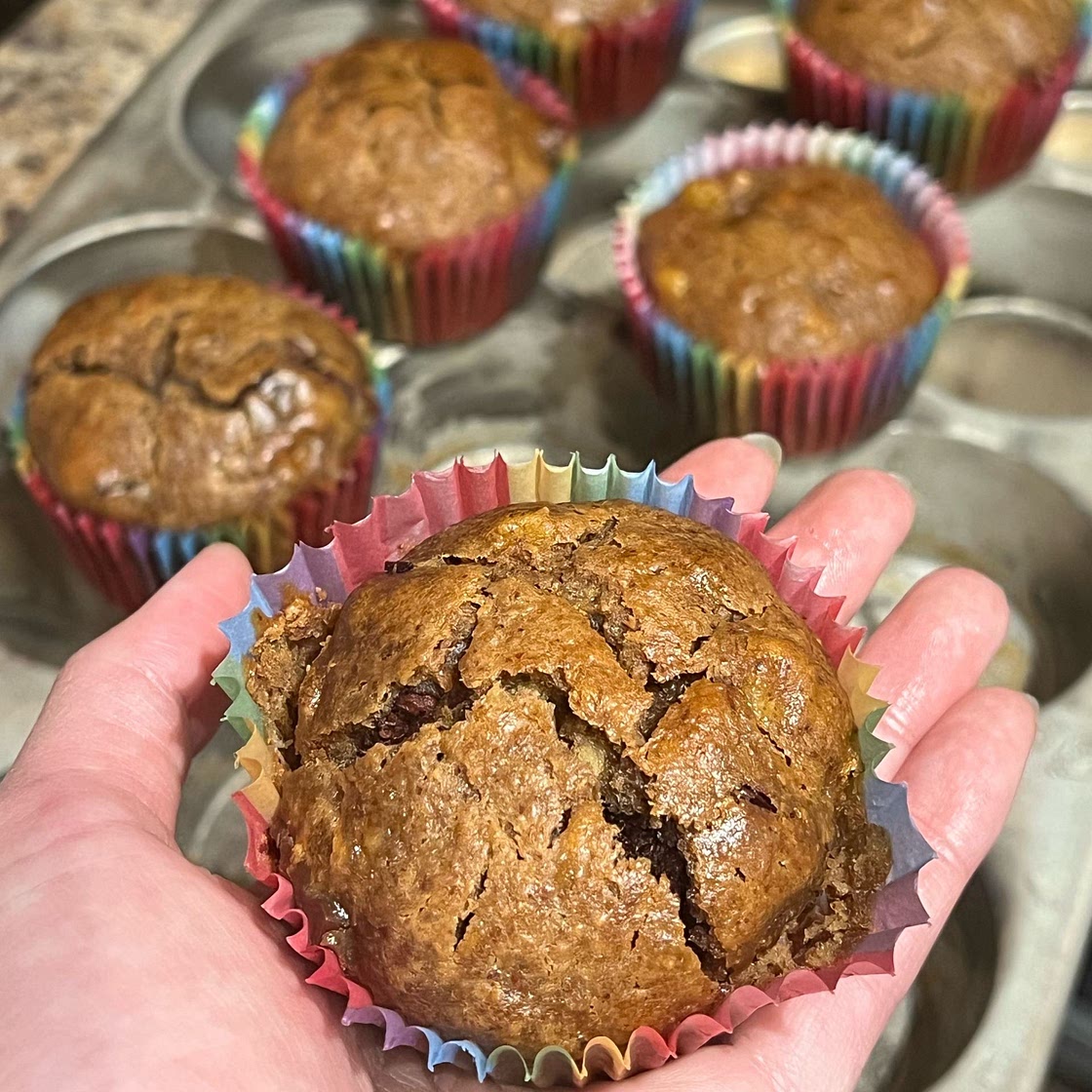 Flourless Peanut Butter Chocolate Chunk Banana Bread (6 Ingredients)