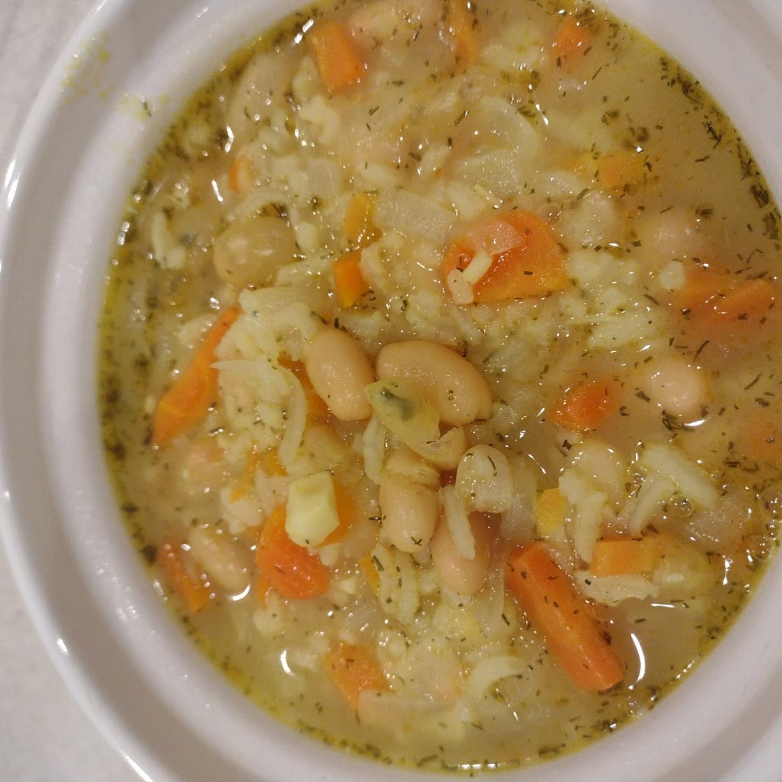 White Bean, Rice and Dill Soup