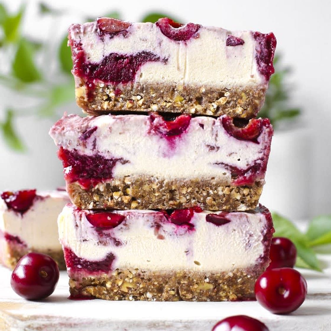 No Bake Picota Cherry Cheesecake Bars