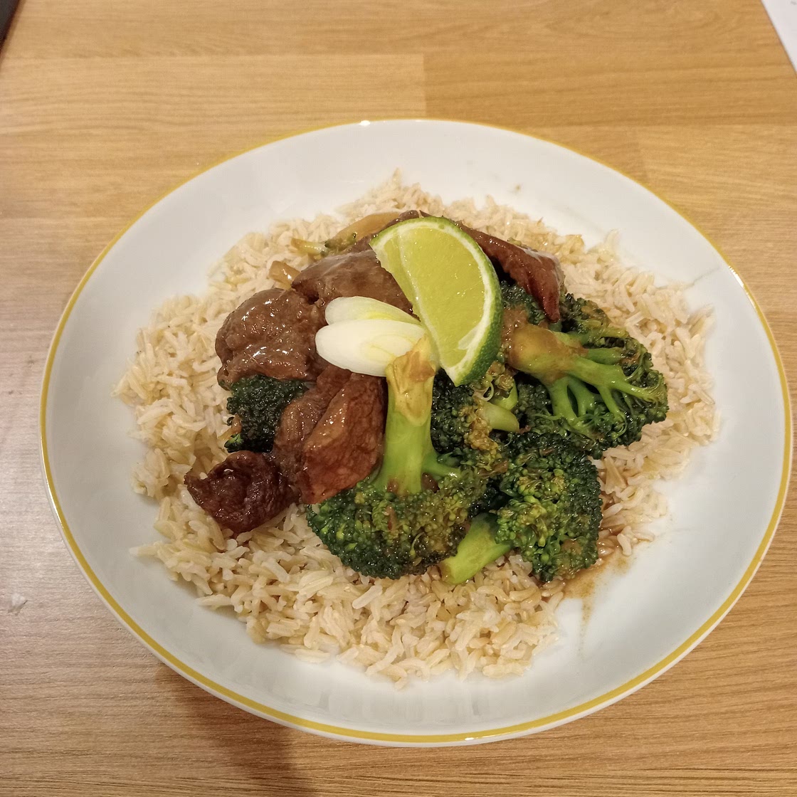 Ginger beef and broccoli