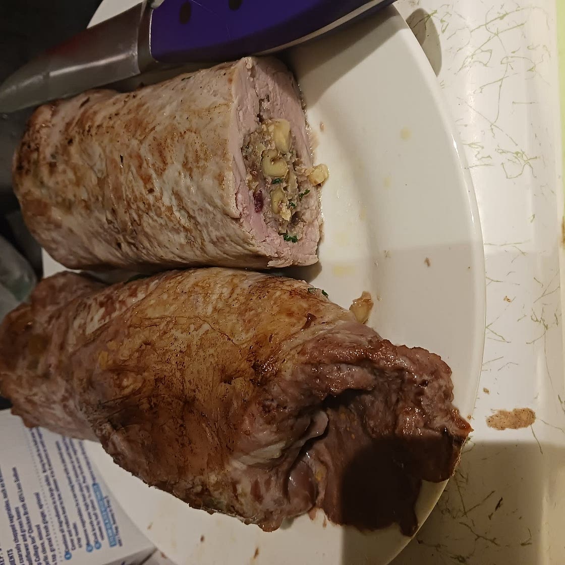 Walnut Stuffed Pork Tenderloin