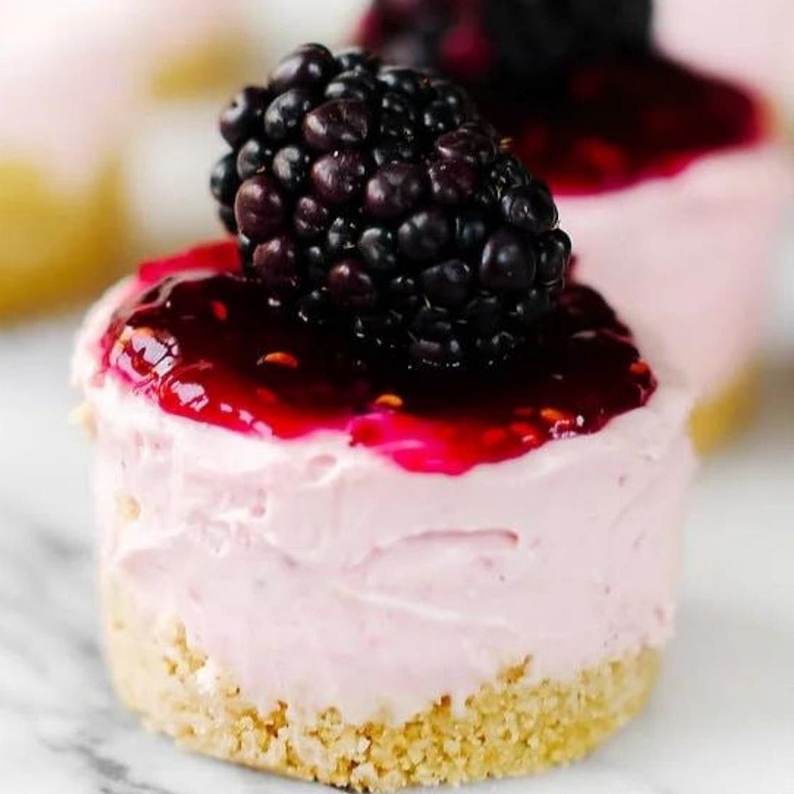 No Bake Mini Blackberry Cheesecakes Recipe