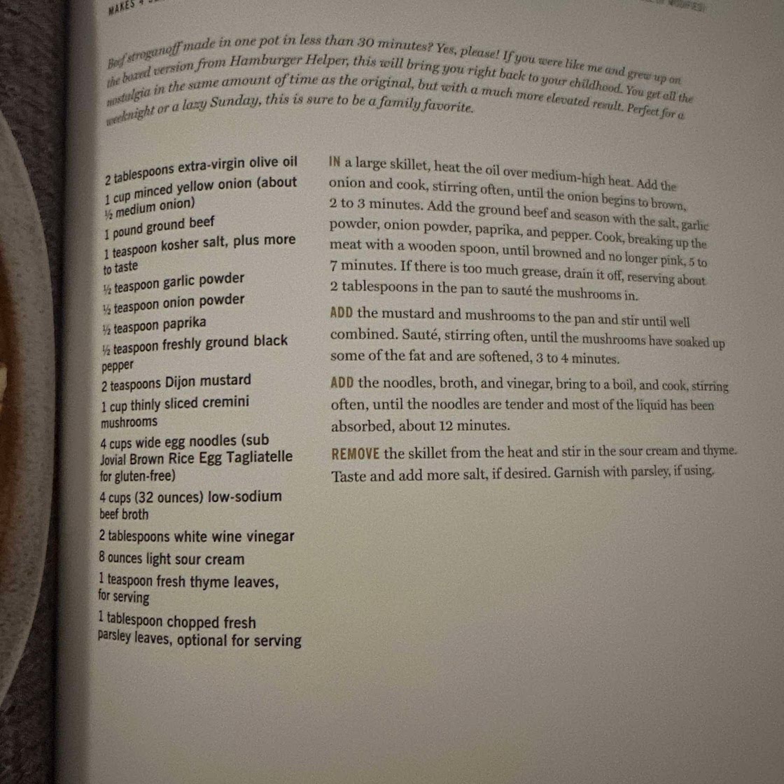 One pot beef stroganoff pg 77