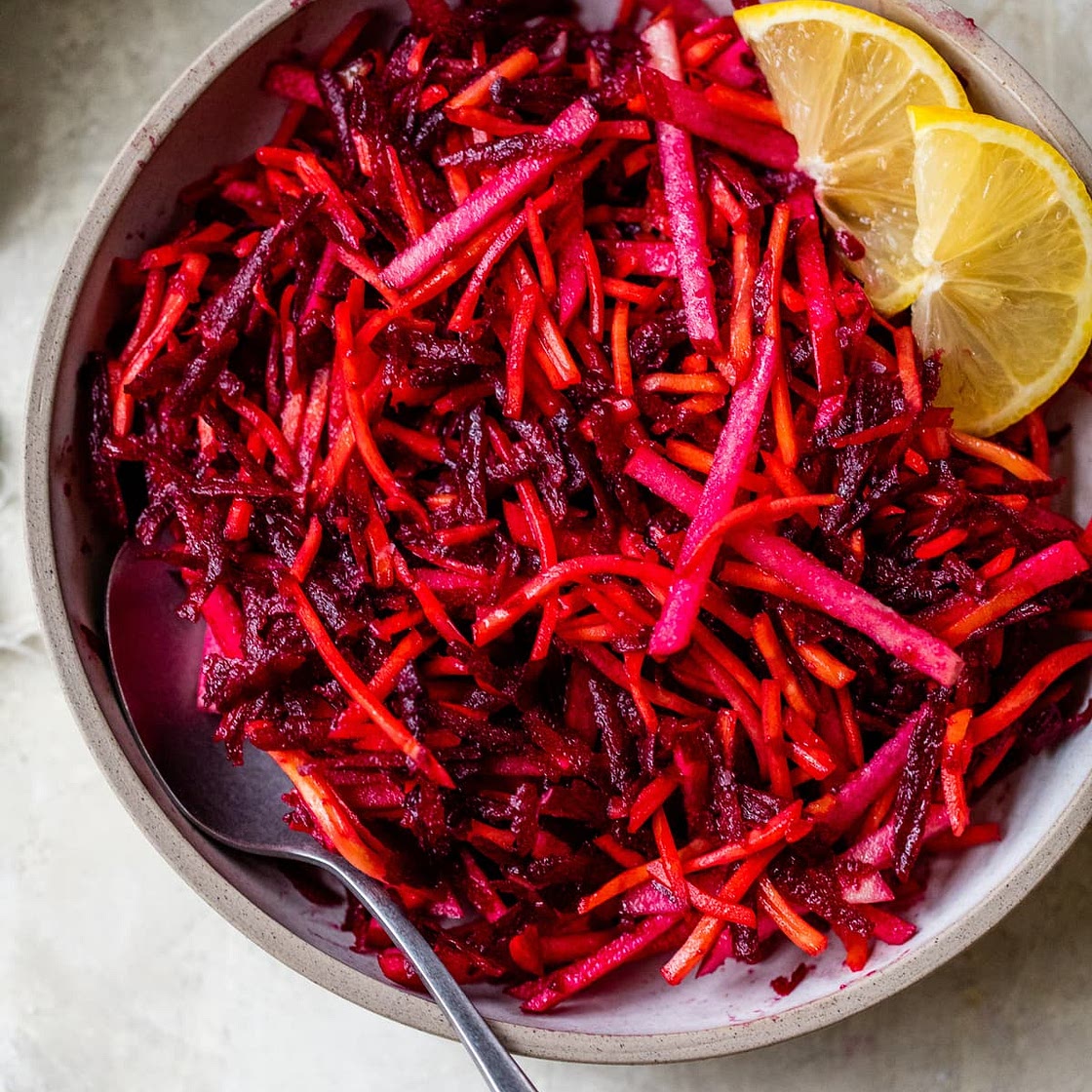 Raw Beet Salad with Apples and Carrots