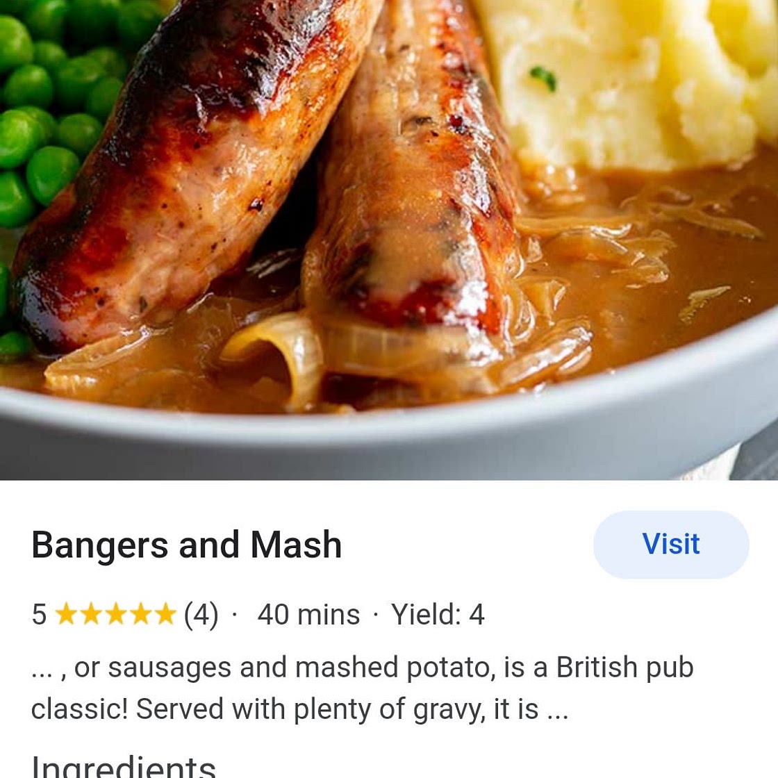 Mash and sausage