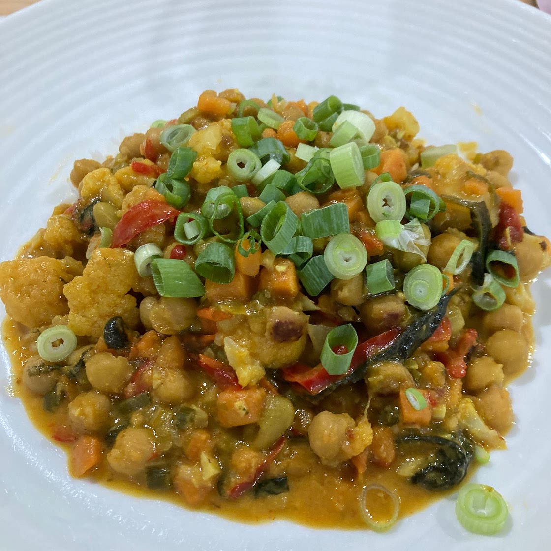 Thai Peanut Coconut Cauliflower Chickpea Curry