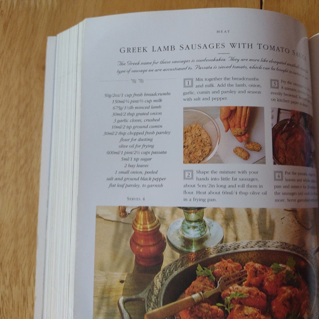 Greek lamb sausages with tomato sauce